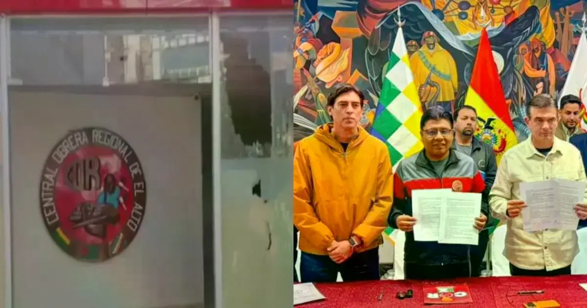 Destrozos en la sede de la COR en El Alto