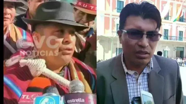 Dirigente de la Csutcb, David Quispe; y el senador suplente Nilton Condori.