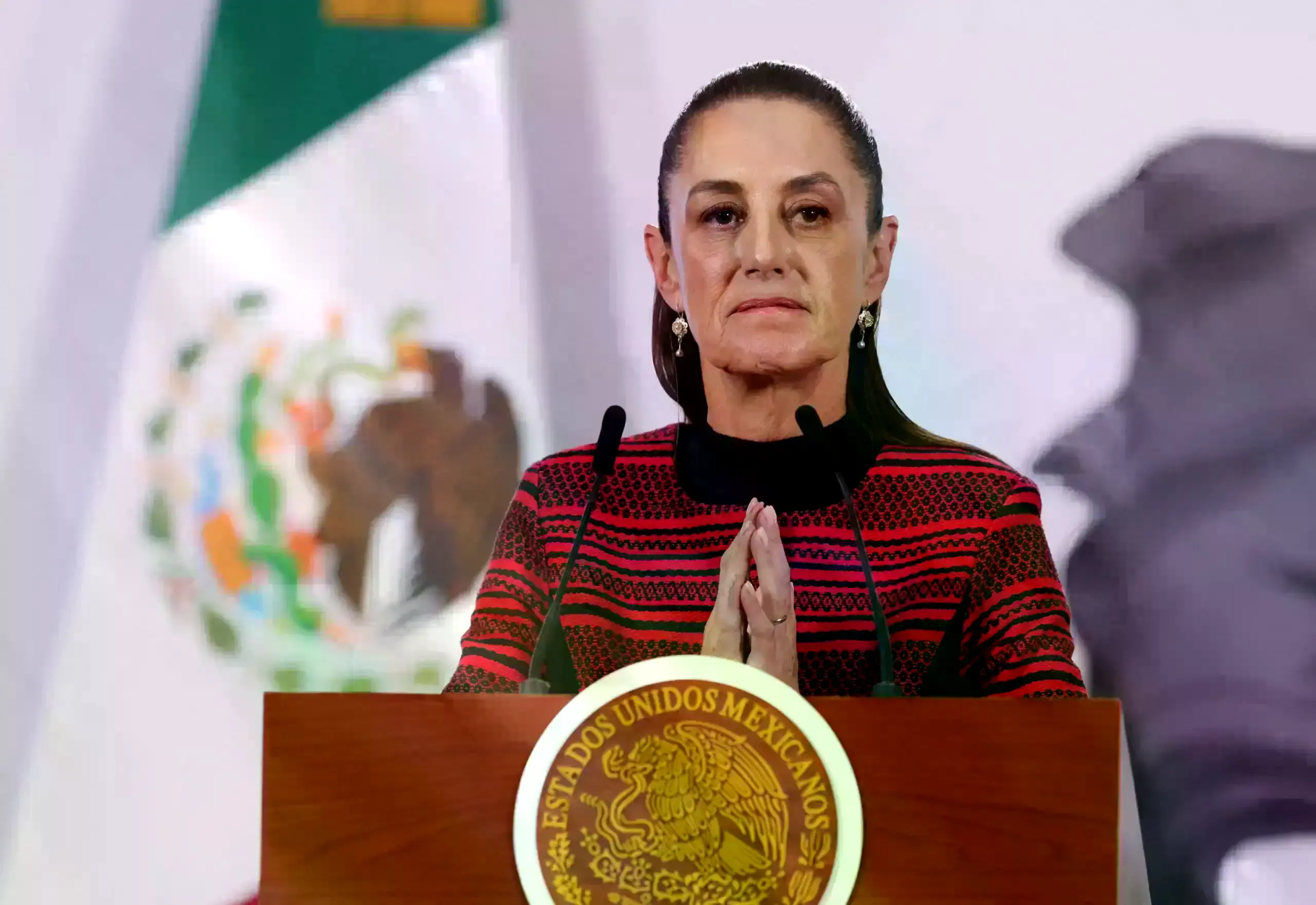 Claudia Sheinbaum en la Mañanera del Palacio Nacional.