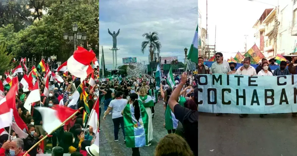 Convocatorias a marchas pacíficas en Cochabamba y Tarija