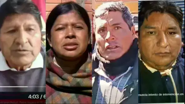 Evo Morales y los dirigentes que pidieron la renuncia del presidente Rodrigo Paz.