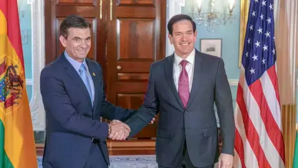El presidente de Bolivia, Rodrigo Paz, y el secretario de Estado de Estados Unidos, Marco Rubio