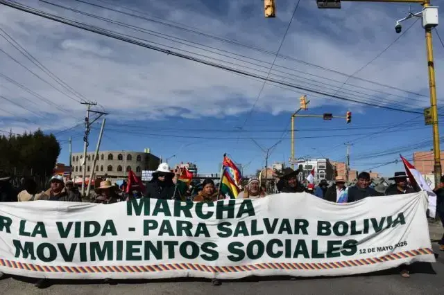 La marcha evista en La Paz. Foto: RKC La Paz/Erbol