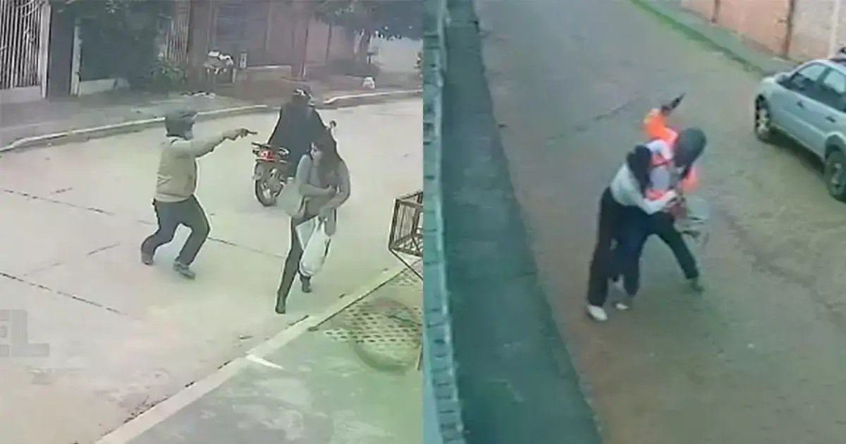 Captura de video de cámara de seguridad muestra el momento del atraco en el barrio España.