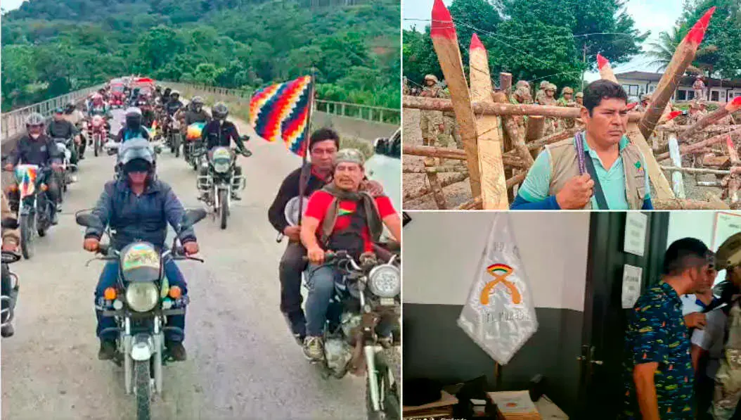 Caravana de motos y concentración frente a la Novena División del Ejército en Villa Tunari.