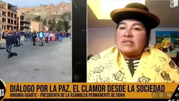 La presidenta de la Asamblea Permanente de Derechos Humanos de El Alto, Virginia Ugarte. Captura de video.