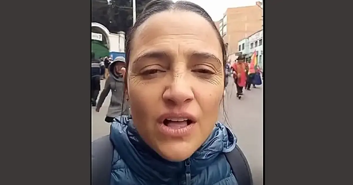 La diputada argentina en una protesta que pide acortar el mandato de Paz.