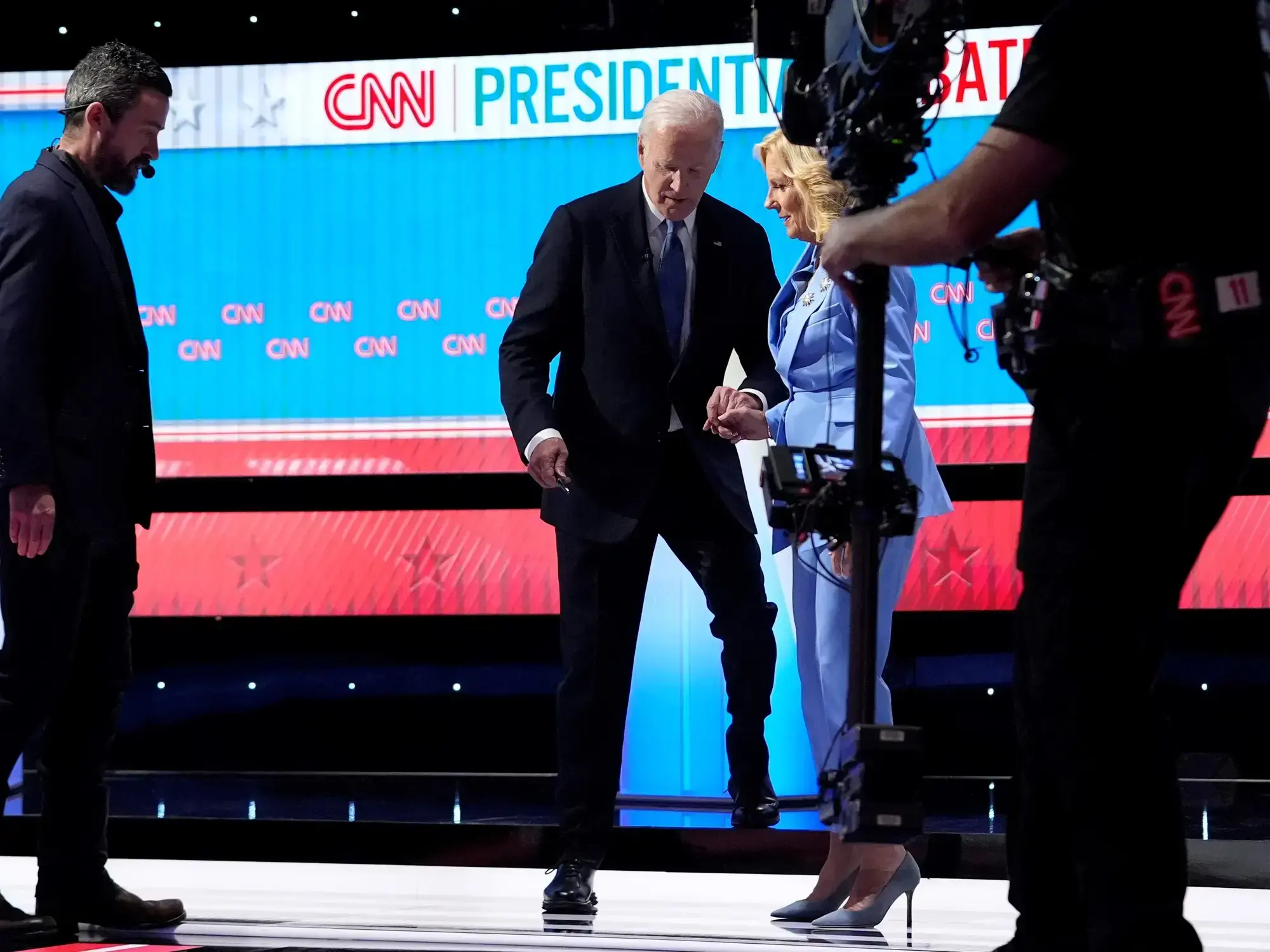 Joe Biden y Donald Trump en el debate electoral de 2024.
