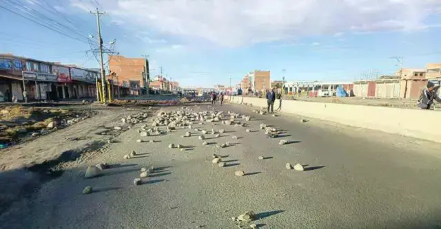 Uno de los puntos de bloqueo en el departamento de La Paz.
