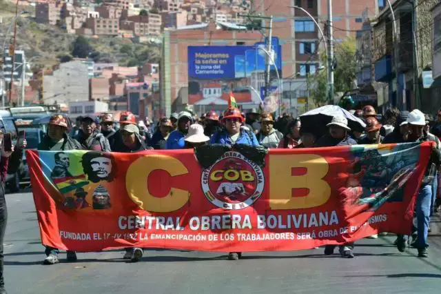 Una movilización anterior de la Central Obrera Boliviana.
