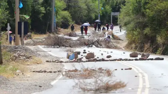 Punto de bloqueo cerca del municipio de Yotala, Chuquisaca.