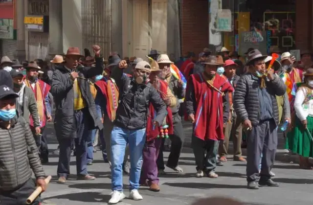 Una movilización de campesinos en La Paz.