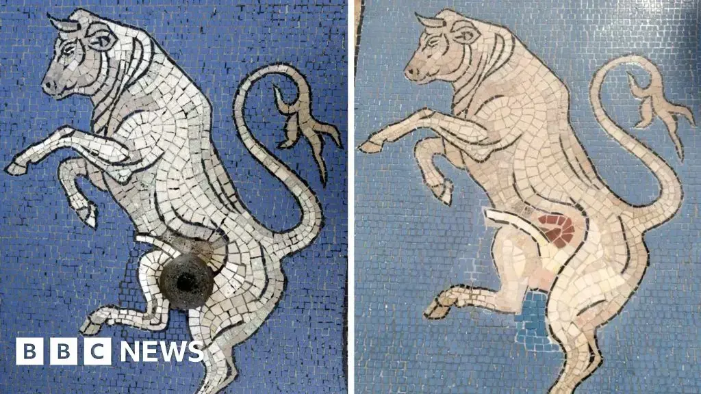 Un pequeño cráter se había formado en el mosaico, lo que provocó que se llevaran a cabo trabajos de restauración la semana pa