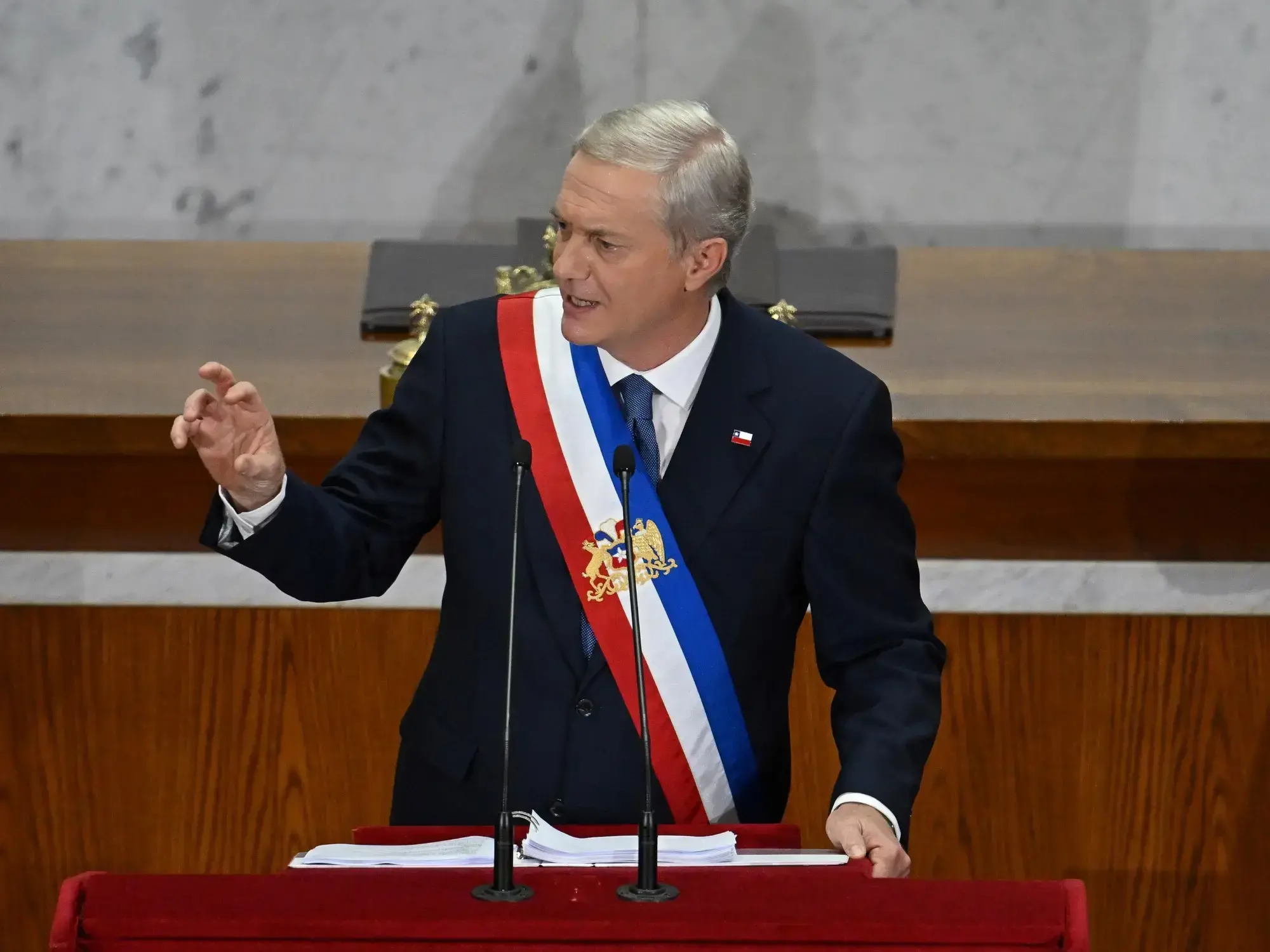 El presidente chileno, José Antonio Kast, presenta su cuenta pública en el Congreso Nacional de Chile, en Valparaíso.