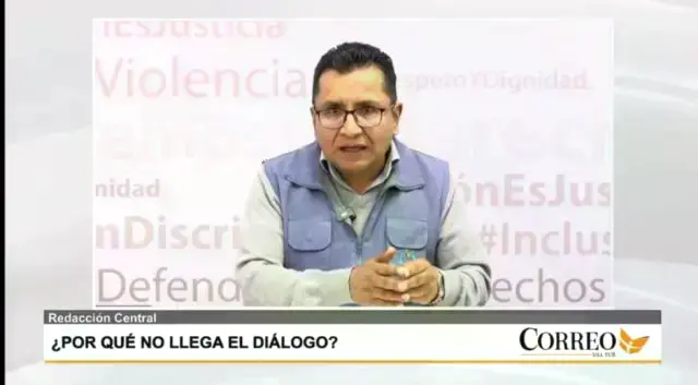 Pedro Callisaya, defensor del Pueblo, en un contacto vía zoom con Correo del Sur Radio.