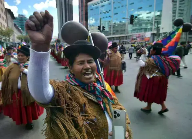 Una movilización anterior de campesinos en La Paz.