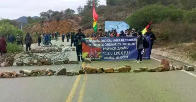 Un punto de bloqueo en Chuquisaca.