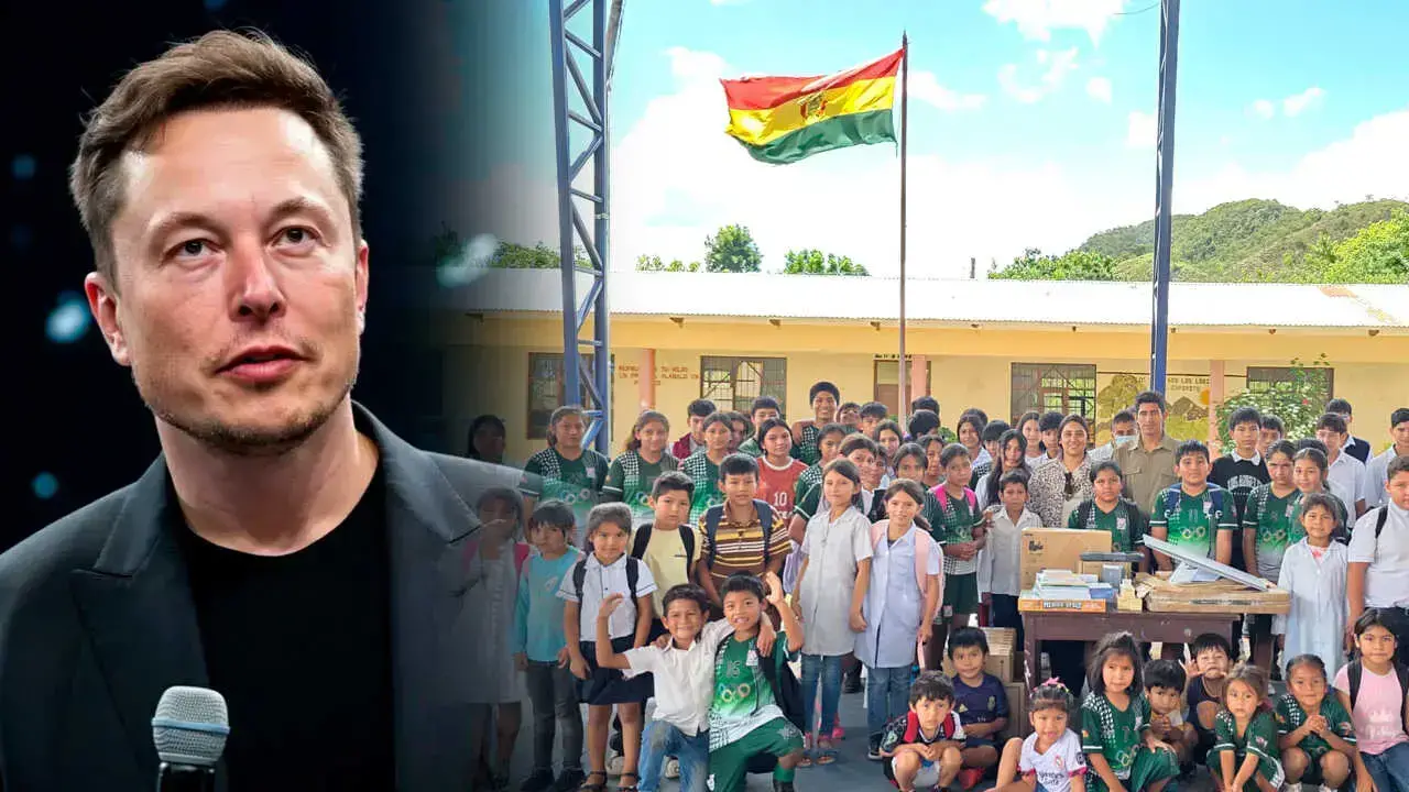 Elon Musk resalta las conexiones de Starlink en escuelas de Bolivia.