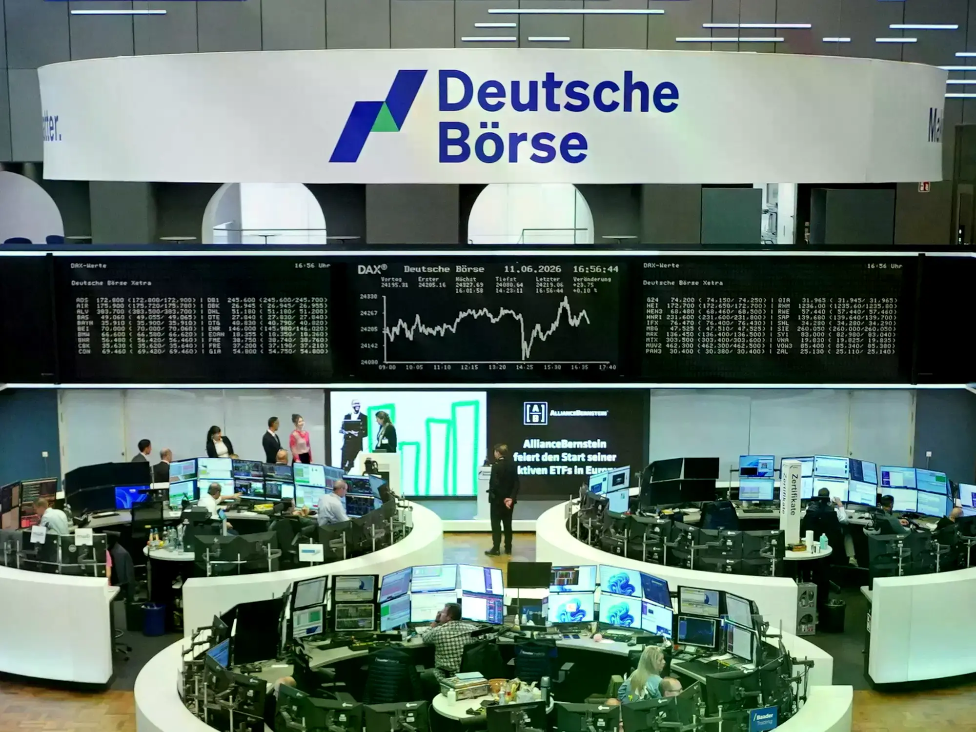 La Bolsa de Frankfurt, inestable tras las malas noticias económicas para Alemania.