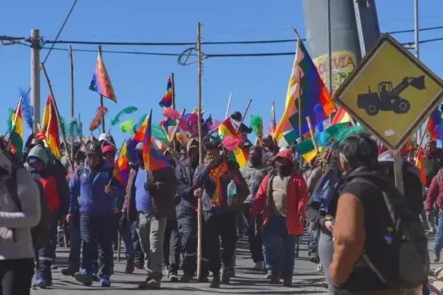 Una marcha de campesinos de La Paz.