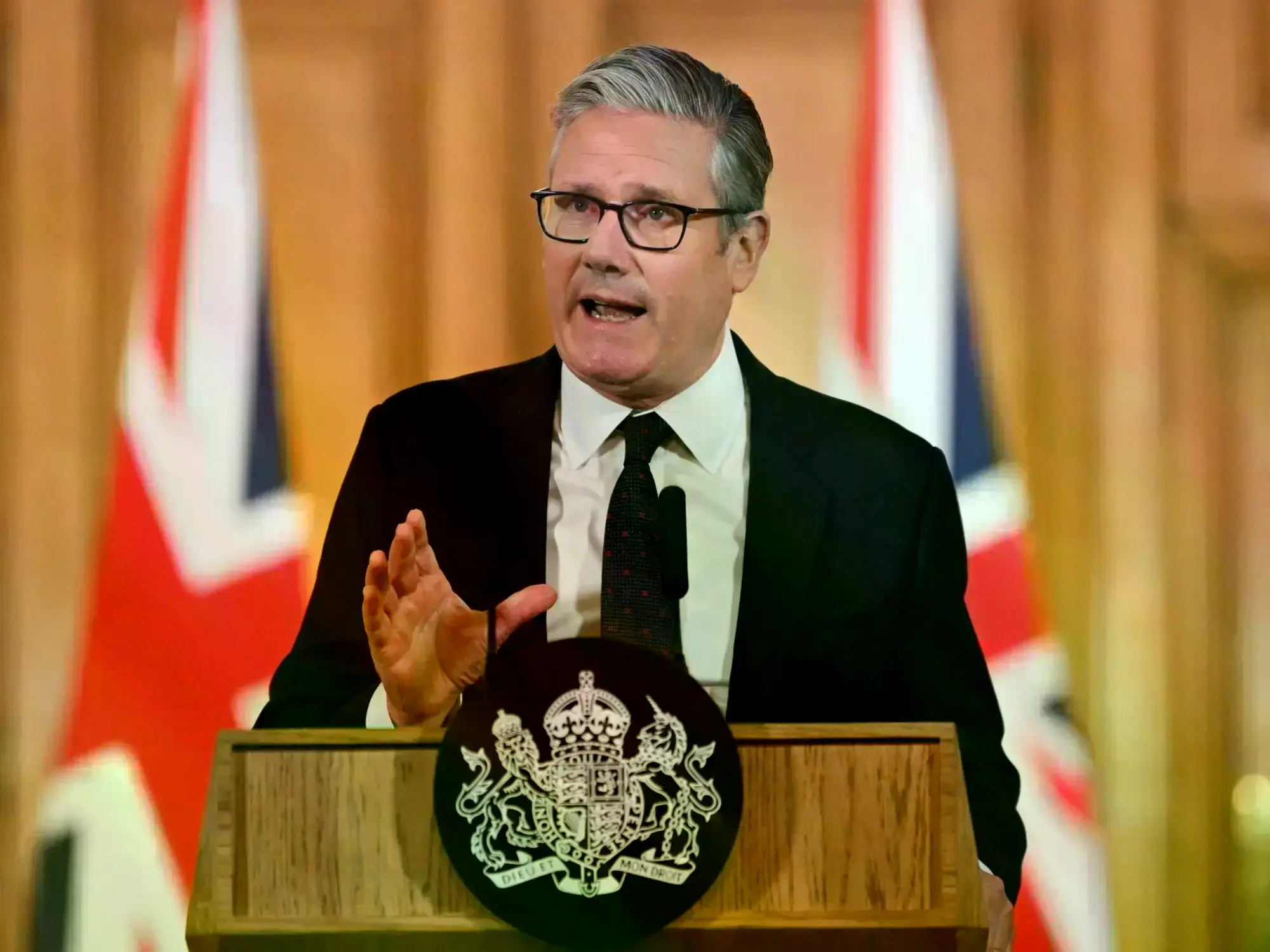 Keir Starmer este lunes durante el anuncio de las medidas.