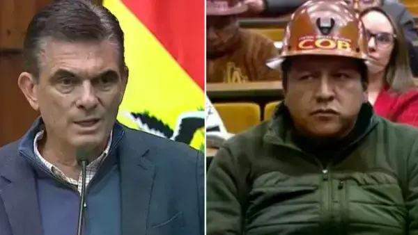 El presidente Rodrigo Paz y el líder de la COB, Mario Argollo.