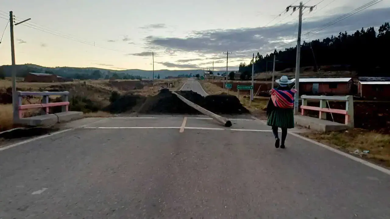 Punto de bloqueo en el camino a Vacas, registrado hace unas semanas.