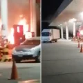 Explosión de un vehículo en un surtidor de Portachuelo