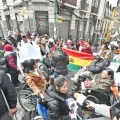 Personas con discapacidad durante su manifestación en La Paz.