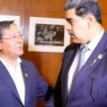 El expresidente del Estado Luis Arce junto al mandatario de Venezuela, Nicolás Maduro.