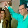 Félix Patzi y Chi Hyung Chung en la presentación de la candidatura.