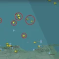 Captura del sitio Flightradar que muestra los aviones militares de Estados Unidos cerca de las costas de Venezuela.