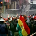 Protesta de mineros en La Paz.