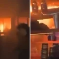 El interior del bar donde se produjo un incendio.