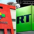 Imagen referencial de los canales Telesur y Russia Today (RT).