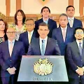 El presidente Rodrigo Paz y su gabinete anuncian el contenido del Decreto Supremo 5503.