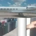Imágenes del avión y las maletas que llegaron a Bolivia.
