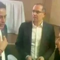 Momento en que el vicepresidente Edmand Lara increpa al ministro Mauricio Medinaceli.