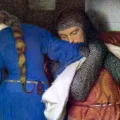 "El encuentro en la escalera de la torre" (1864) de Frederic William Burton.