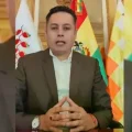 El vicepresidente del Estado, Edmand Lara, durante una declaración.