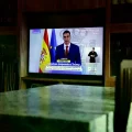 El presidente del Gobierno español, Pedro Sánchez, en el Palacio de la Moncloa.