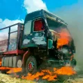 Camión quemado por la Aduana
