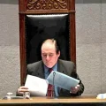 El presidente del BCB, David Espinoza, durante su exposición ante el Senado.