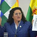 La ministra de Salud y Deportes, Marcela Flores, muestra algunos indicios