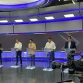 Los seis primeros candidatos que saltaron al plató del debate.