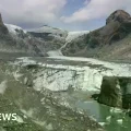 Comparación del glaciar Alpeiner Ferner en 1936, 2018 y 2025.