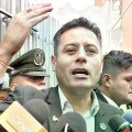 El vicepresidente Edmundo Lara en una conferencia de prensa.