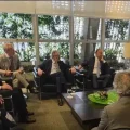 Reunión del presidente de Bolivia, Rodrigo Paz, con empresarios de Brasil en San Pablo.