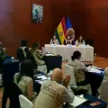 La Jefa de la Misión, Cindy Quesada Hernández, con el equipo de coordinadores regionales de la OEA en Bolivia.
