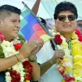 Leonardo Loza junto a Evo Morales durante actos de campaña.